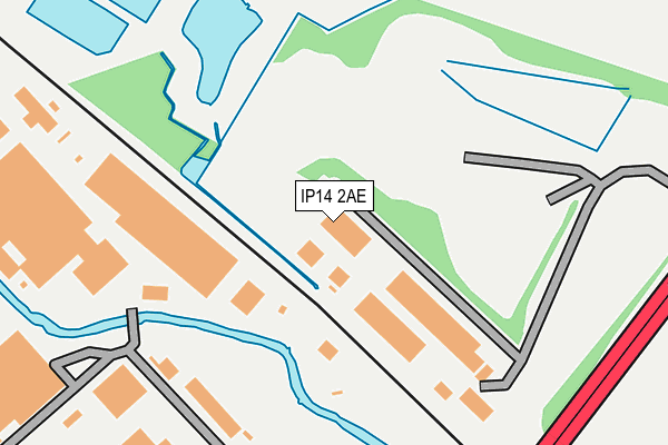 IP14 2AE map - OS OpenMap – Local (Ordnance Survey)