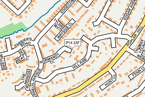 IP14 2AF map - OS OpenMap – Local (Ordnance Survey)
