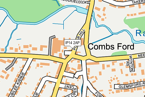 IP14 2AP map - OS OpenMap – Local (Ordnance Survey)