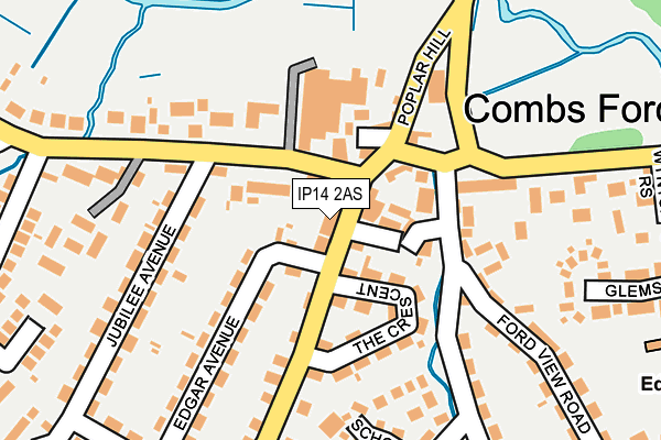 IP14 2AS map - OS OpenMap – Local (Ordnance Survey)