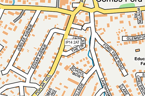 IP14 2AT map - OS OpenMap – Local (Ordnance Survey)