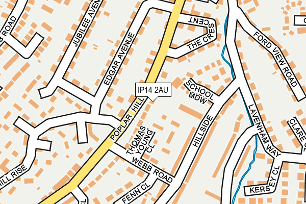 IP14 2AU map - OS OpenMap – Local (Ordnance Survey)