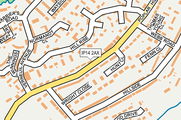 IP14 2AX map - OS OpenMap – Local (Ordnance Survey)