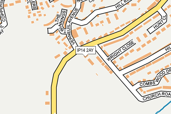 IP14 2AY map - OS OpenMap – Local (Ordnance Survey)