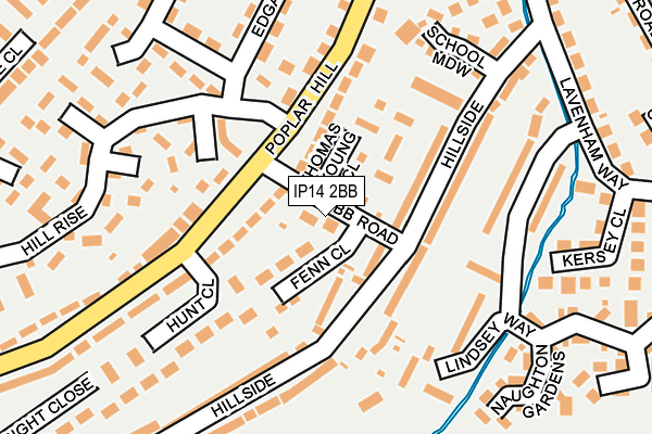IP14 2BB map - OS OpenMap – Local (Ordnance Survey)