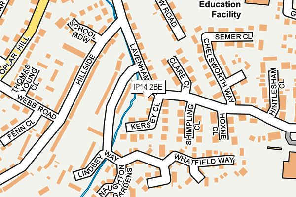 IP14 2BE map - OS OpenMap – Local (Ordnance Survey)