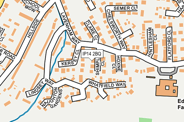 IP14 2BQ map - OS OpenMap – Local (Ordnance Survey)