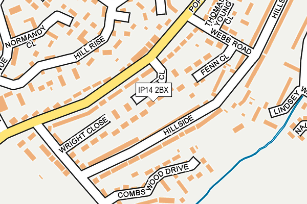 IP14 2BX map - OS OpenMap – Local (Ordnance Survey)