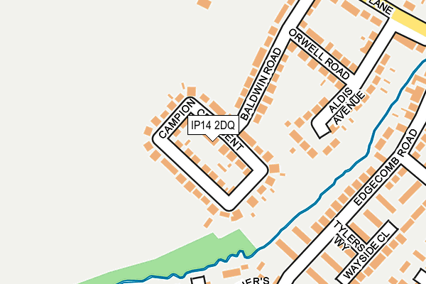IP14 2DQ map - OS OpenMap – Local (Ordnance Survey)