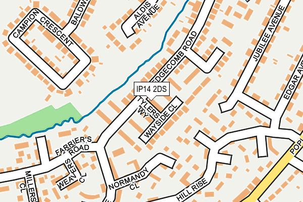 IP14 2DS map - OS OpenMap – Local (Ordnance Survey)