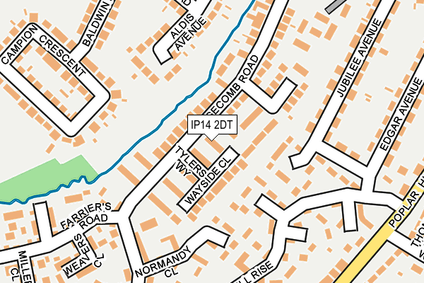 IP14 2DT map - OS OpenMap – Local (Ordnance Survey)
