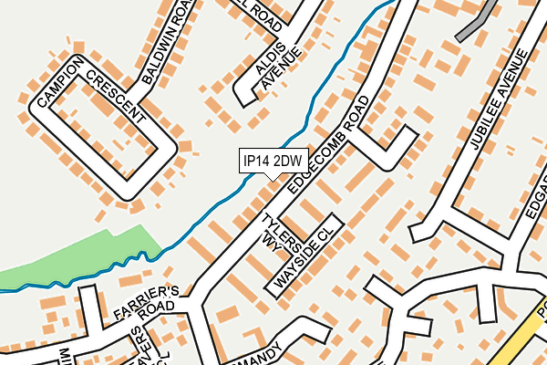 IP14 2DW map - OS OpenMap – Local (Ordnance Survey)
