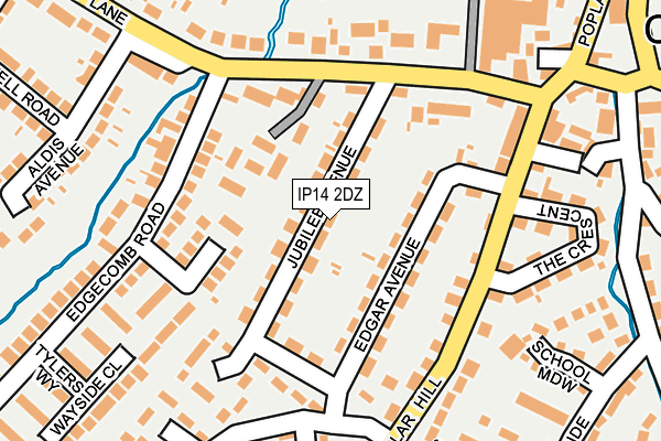 IP14 2DZ map - OS OpenMap – Local (Ordnance Survey)