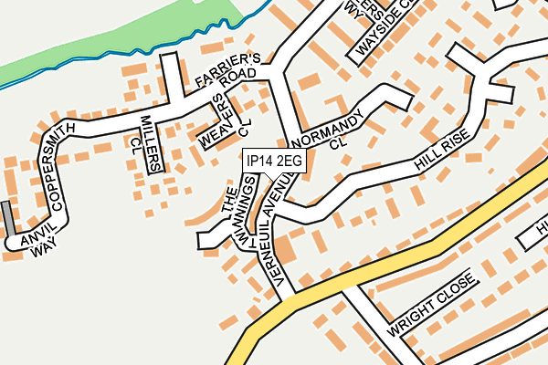 IP14 2EG map - OS OpenMap – Local (Ordnance Survey)