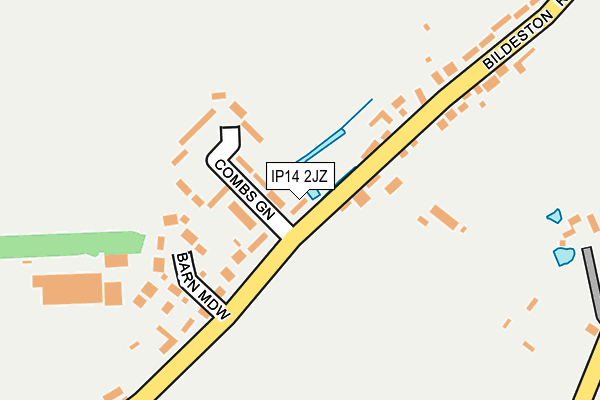 IP14 2JZ map - OS OpenMap – Local (Ordnance Survey)