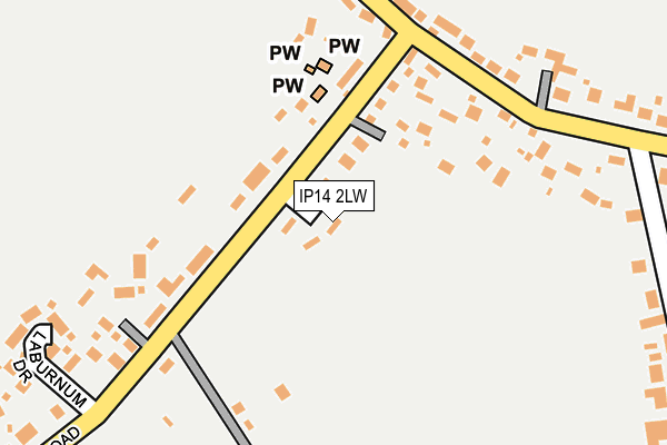 IP14 2LW map - OS OpenMap – Local (Ordnance Survey)