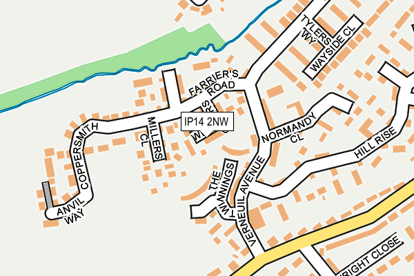 IP14 2NW map - OS OpenMap – Local (Ordnance Survey)