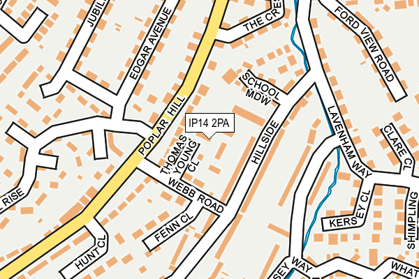 IP14 2PA map - OS OpenMap – Local (Ordnance Survey)