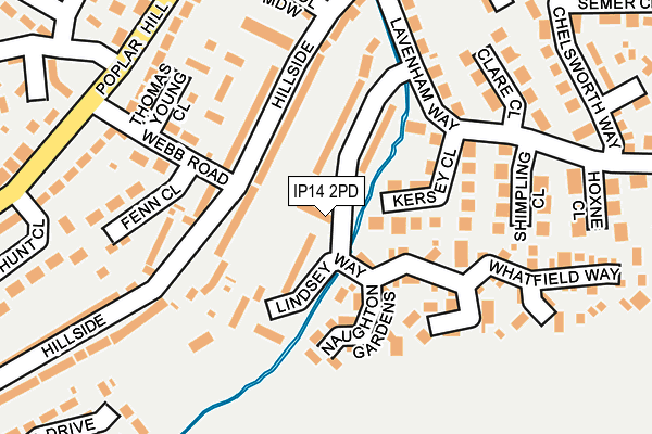 IP14 2PD map - OS OpenMap – Local (Ordnance Survey)