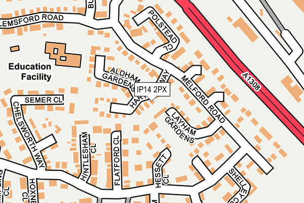 IP14 2PX map - OS OpenMap – Local (Ordnance Survey)