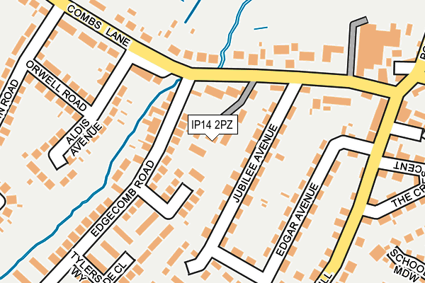 IP14 2PZ map - OS OpenMap – Local (Ordnance Survey)