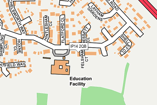 IP14 2QB map - OS OpenMap – Local (Ordnance Survey)