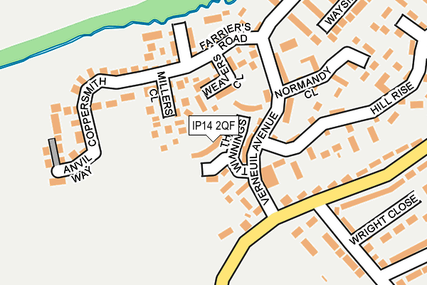 IP14 2QF map - OS OpenMap – Local (Ordnance Survey)
