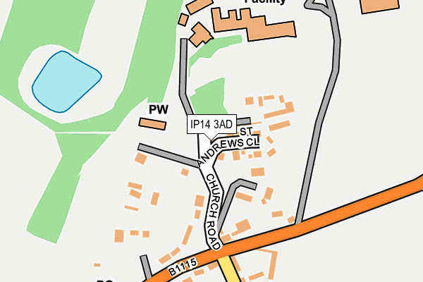 IP14 3AD map - OS OpenMap – Local (Ordnance Survey)
