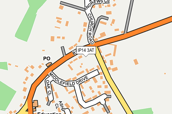 IP14 3AT map - OS OpenMap – Local (Ordnance Survey)