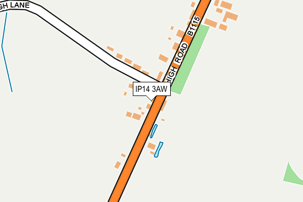 IP14 3AW map - OS OpenMap – Local (Ordnance Survey)