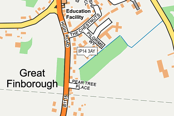 IP14 3AY map - OS OpenMap – Local (Ordnance Survey)