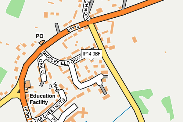 IP14 3BF map - OS OpenMap – Local (Ordnance Survey)