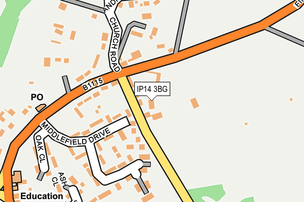 IP14 3BG map - OS OpenMap – Local (Ordnance Survey)