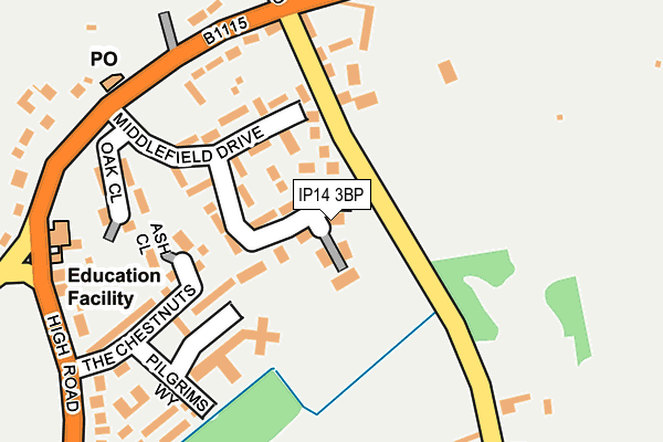 IP14 3BP map - OS OpenMap – Local (Ordnance Survey)