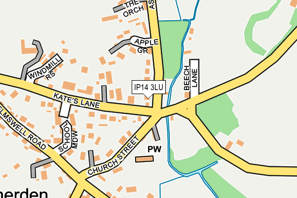 IP14 3LU map - OS OpenMap – Local (Ordnance Survey)