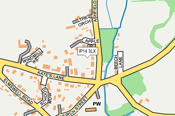IP14 3LX map - OS OpenMap – Local (Ordnance Survey)