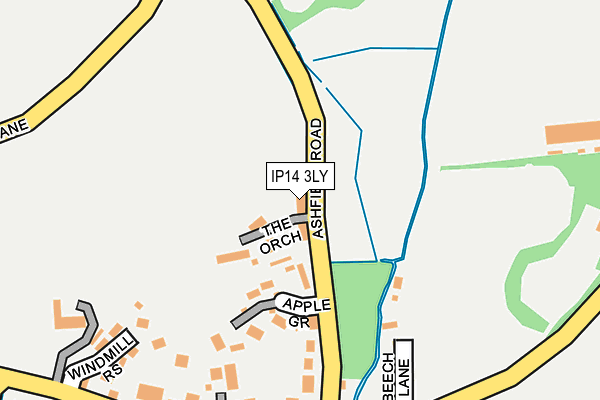 IP14 3LY map - OS OpenMap – Local (Ordnance Survey)