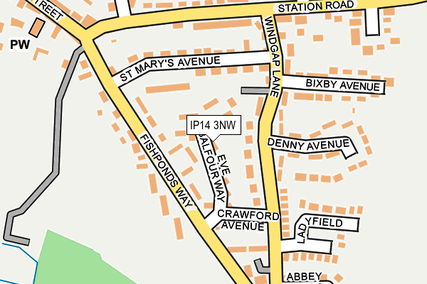 IP14 3NW map - OS OpenMap – Local (Ordnance Survey)