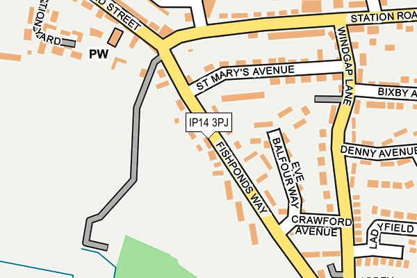 IP14 3PJ map - OS OpenMap – Local (Ordnance Survey)