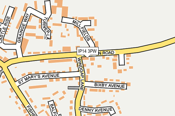 IP14 3PW map - OS OpenMap – Local (Ordnance Survey)
