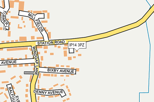 IP14 3PZ map - OS OpenMap – Local (Ordnance Survey)