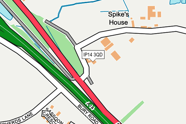 IP14 3QD map - OS OpenMap – Local (Ordnance Survey)