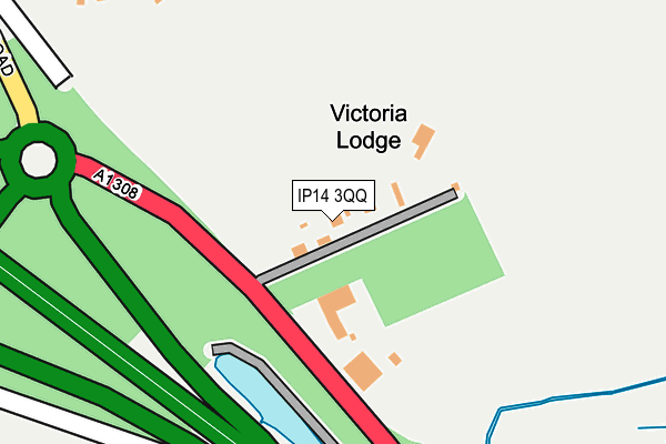 IP14 3QQ map - OS OpenMap – Local (Ordnance Survey)