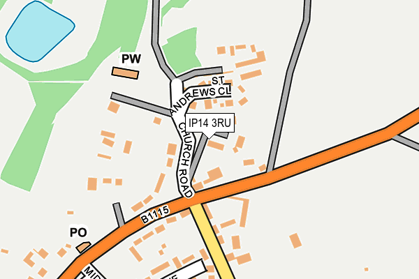 IP14 3RU map - OS OpenMap – Local (Ordnance Survey)