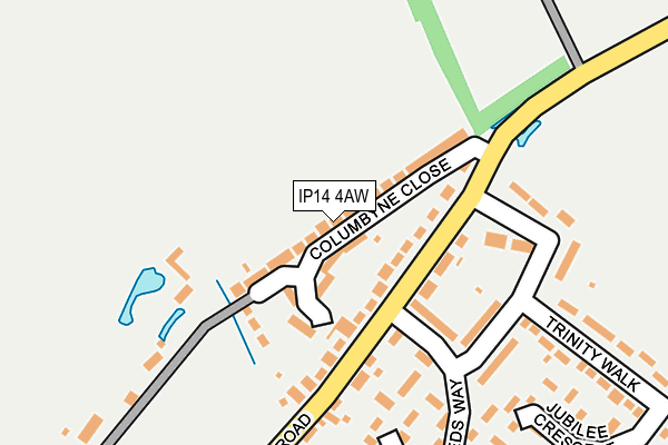 IP14 4AW map - OS OpenMap – Local (Ordnance Survey)