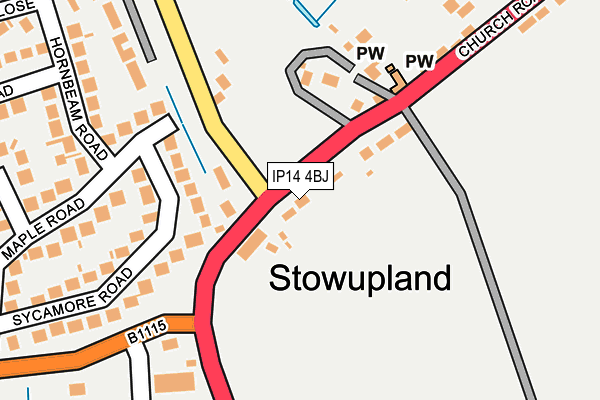 IP14 4BJ map - OS OpenMap – Local (Ordnance Survey)