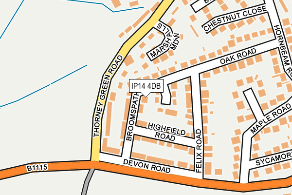IP14 4DB map - OS OpenMap – Local (Ordnance Survey)