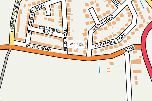 IP14 4DE map - OS OpenMap – Local (Ordnance Survey)