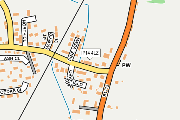 IP14 4LZ map - OS OpenMap – Local (Ordnance Survey)