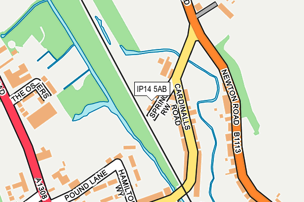 IP14 5AB map - OS OpenMap – Local (Ordnance Survey)